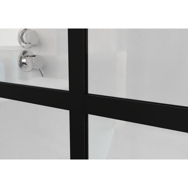 Porte de douche 34 x 72 po, aluminium noir, verre trempé, peinture facile à installer, cadre