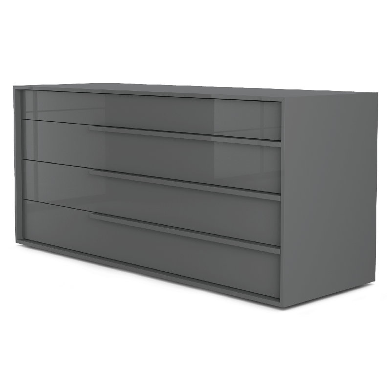 Jane 4 - Drawer Dresser, Glossy Dark Gull Gray