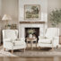 Fauteuil à oreilles tapissier extra large 30,9 po Farmhouse avec pieds en bois massif pour le salon, la chambre à coucher et le coin (ensemble de 2)