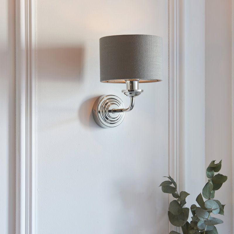 Canchola Armed Sconce, Bright Nickel, Charcoal