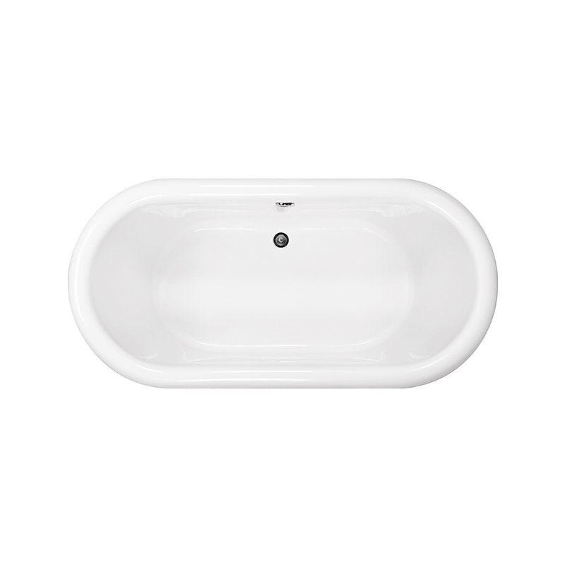 Melinda Freestanding Soaking Bathtub, White, 23.5" H x 30.5" W x 65.5" L