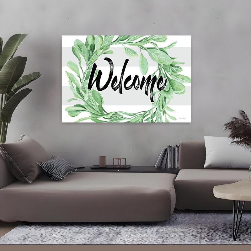 Welcome Leaves Wreath, art contemporain, H 32 po x l 48 po