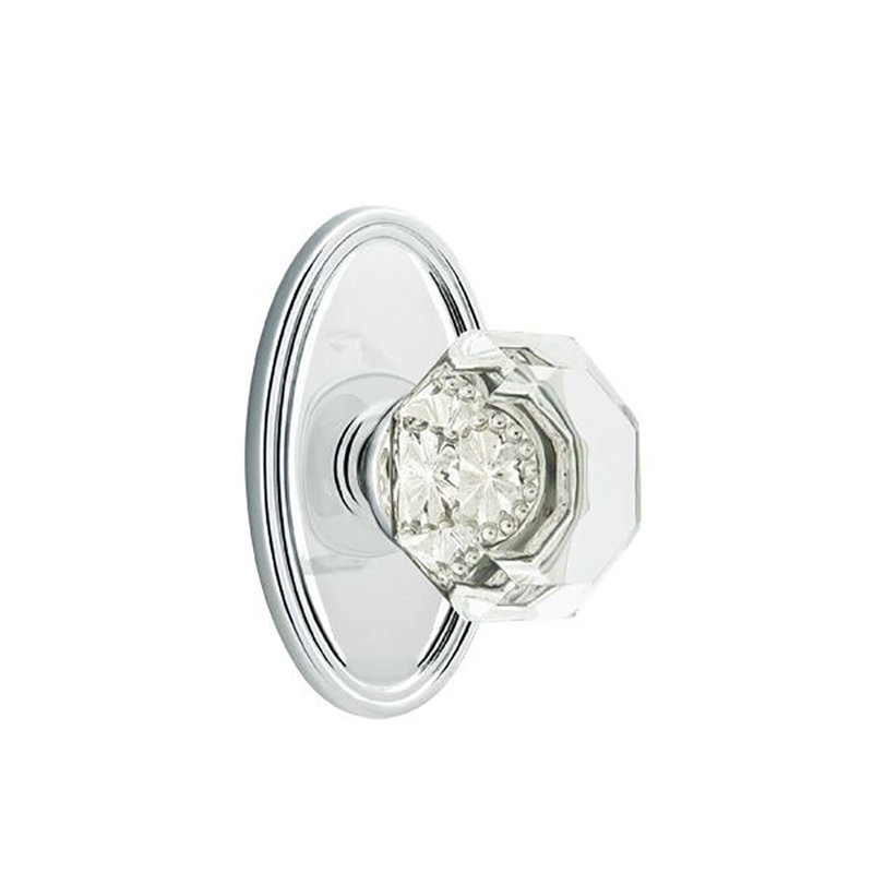 Ensemble de boutons d'intimité Emtek avec bouton ovale Roestte et Old Town, Chrome poli
