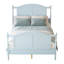 Cadre de lit double traditionnel en bois traditionnel, lit en bois de style campagnard avec tête et pied de lit arqués, cadre de lit à panneau Cottage avec poteaux à broche et support à lattes, aucun sommier nécessaire, bleu clair-2046672587