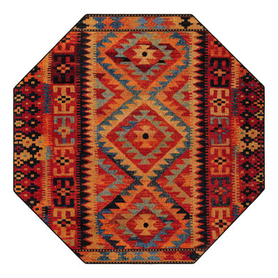 Lidio Southwestern Machine Made Power Loom Polypropylene Indoor / Outdoor Area Rug in Red/Yellow/Blue