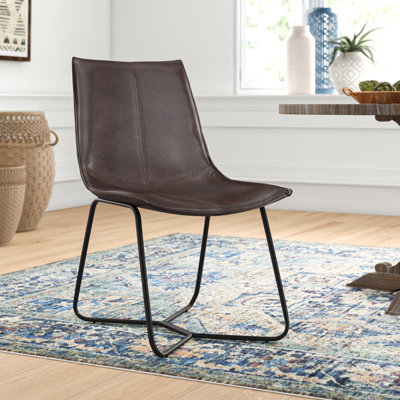 Chaises d'appoint en cuir reconstitué Hoxie Live Edge, brun foncé