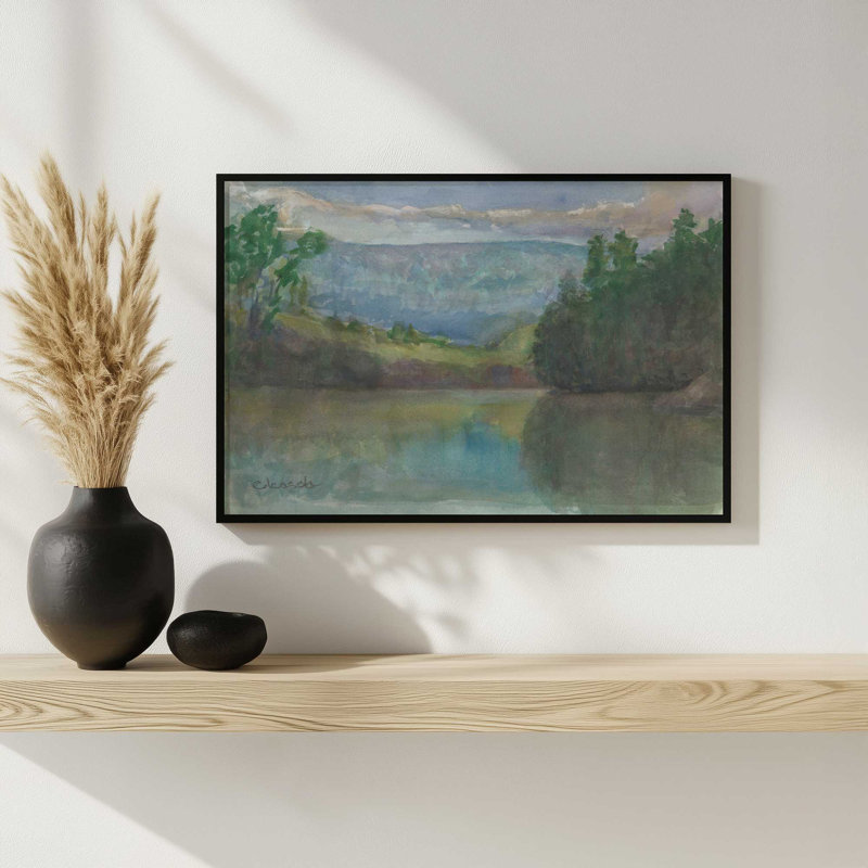 «Nashawannuck Pond Easthampton MA» par Stephen Calcasola, reproduction d'art, H 12 po x l 16 po, Doré