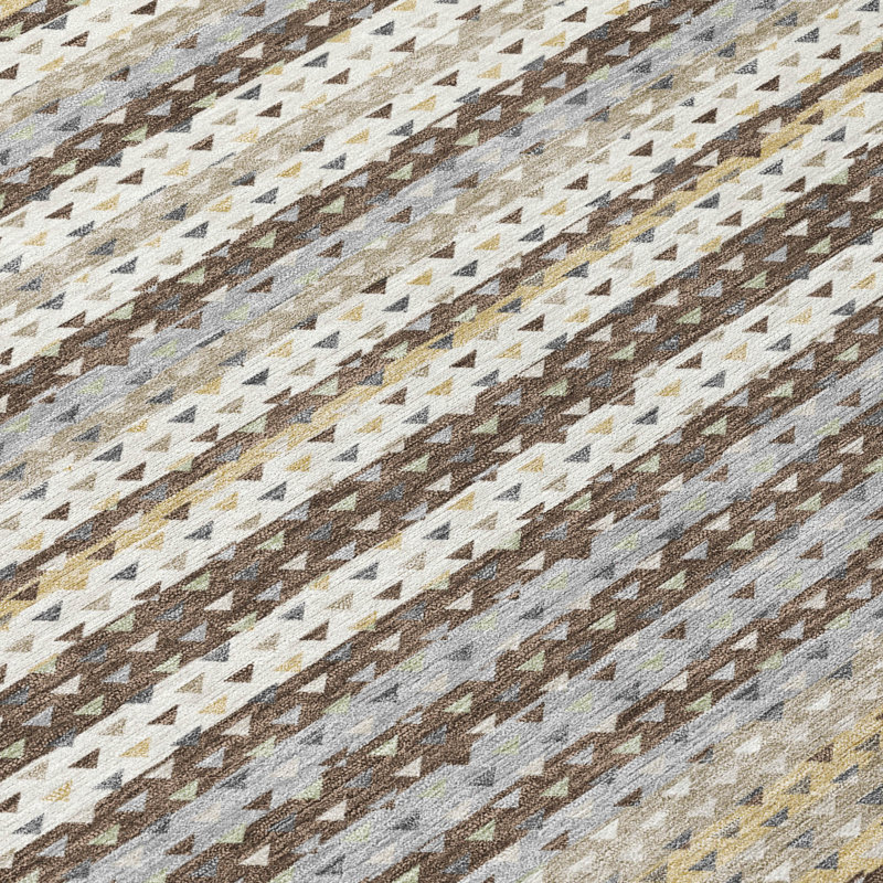Machine Washable Indoor/Outdoor Chantille ACN2823 Stripes Rug, Coffee, 3' x 5'