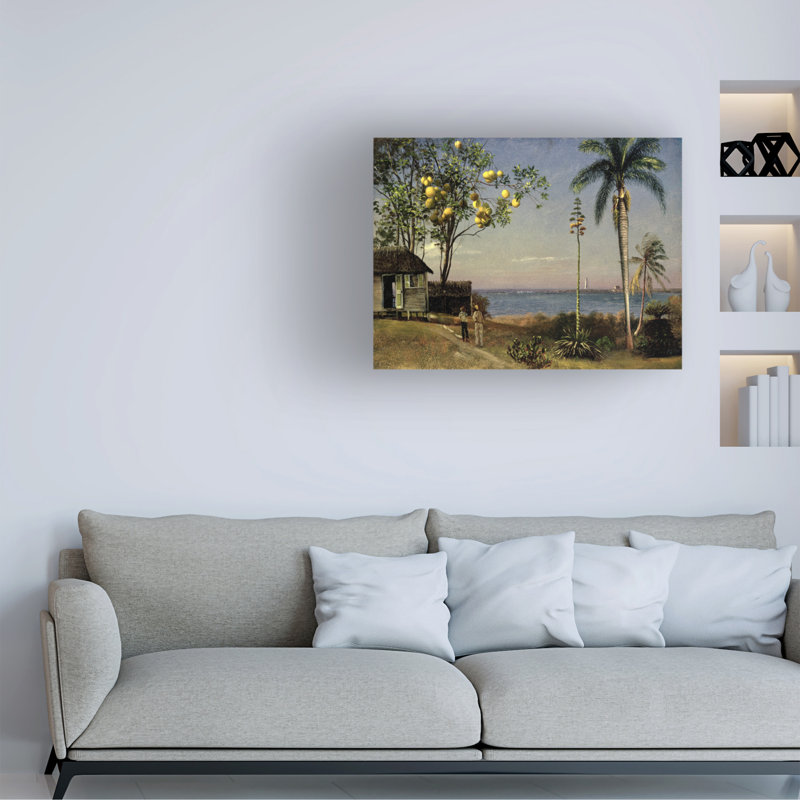 «tropical scene’by albert bierstadt,, reproduction d’art sur toile, H 24 po x l 32 po x P 2 po