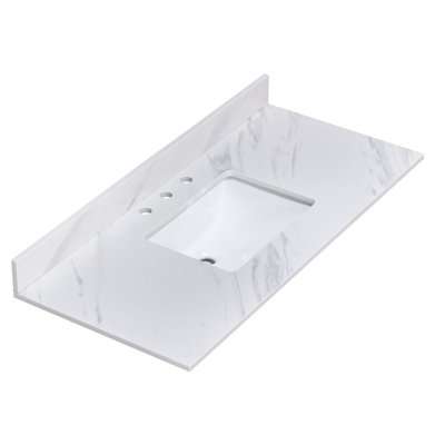 Comptoir-lavabo en pierre reconstituée de 122 cm (48 po) avec lavabo et dosseret en céramique