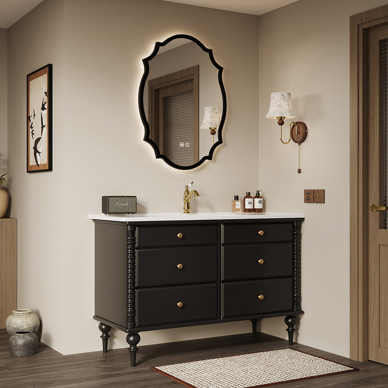 Armoire de salle de bain rétro minimaliste française