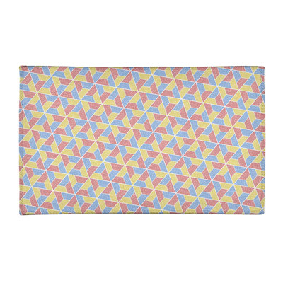 Tapis plumes/jaune/bleu clair
