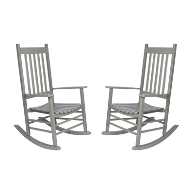Chaise berçante d'extérieur en bois massif Emjay (ensemble de 2)