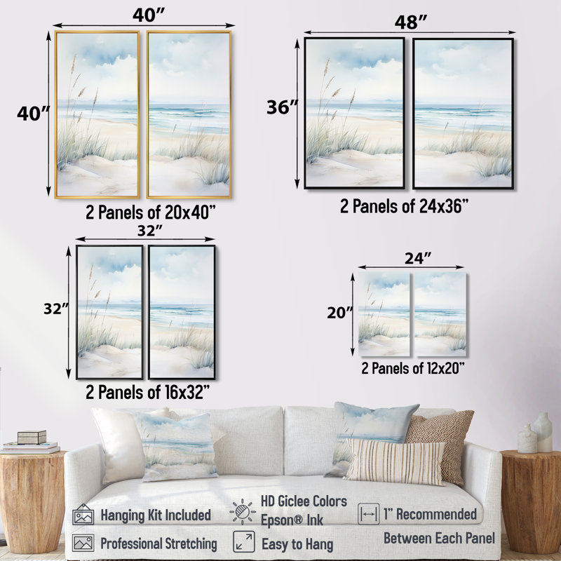 «Soft Color Beach Horizon III», art mural nautique, 36" H x 48" W, Impression encadrée flottante, Black