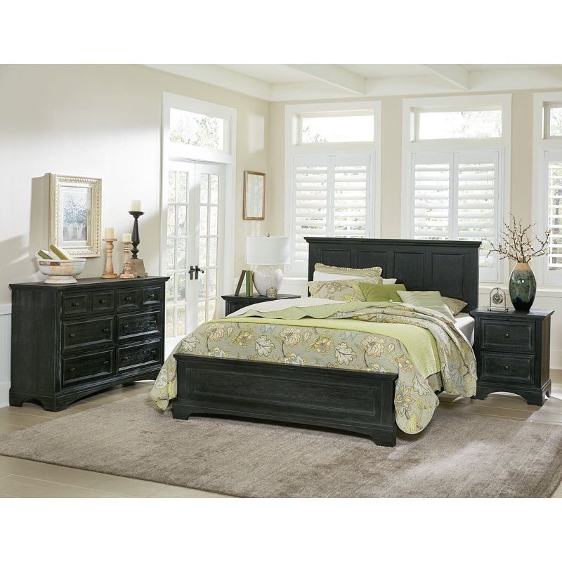Ensemble de chambre à coucher standard Bunbury, Très grand, Rustique / Noir