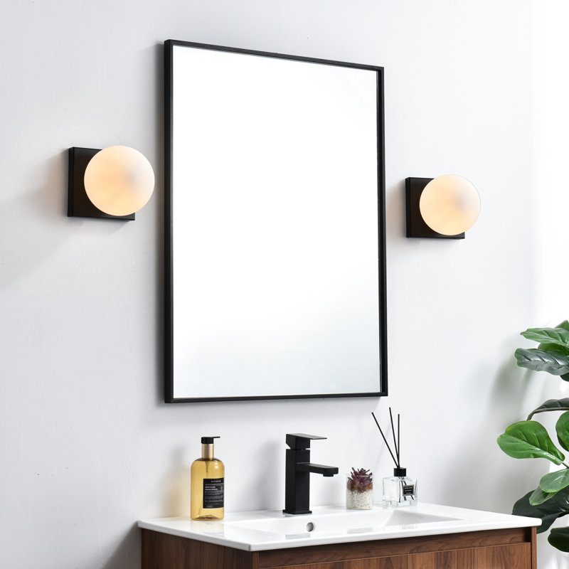 Isabeth Dimmable Bath Sconce, Black, 1 Light, 6" H x 6" W x 6" D