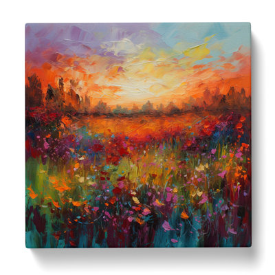 Meadow Palette Knife Painting - Wrapped Canvas