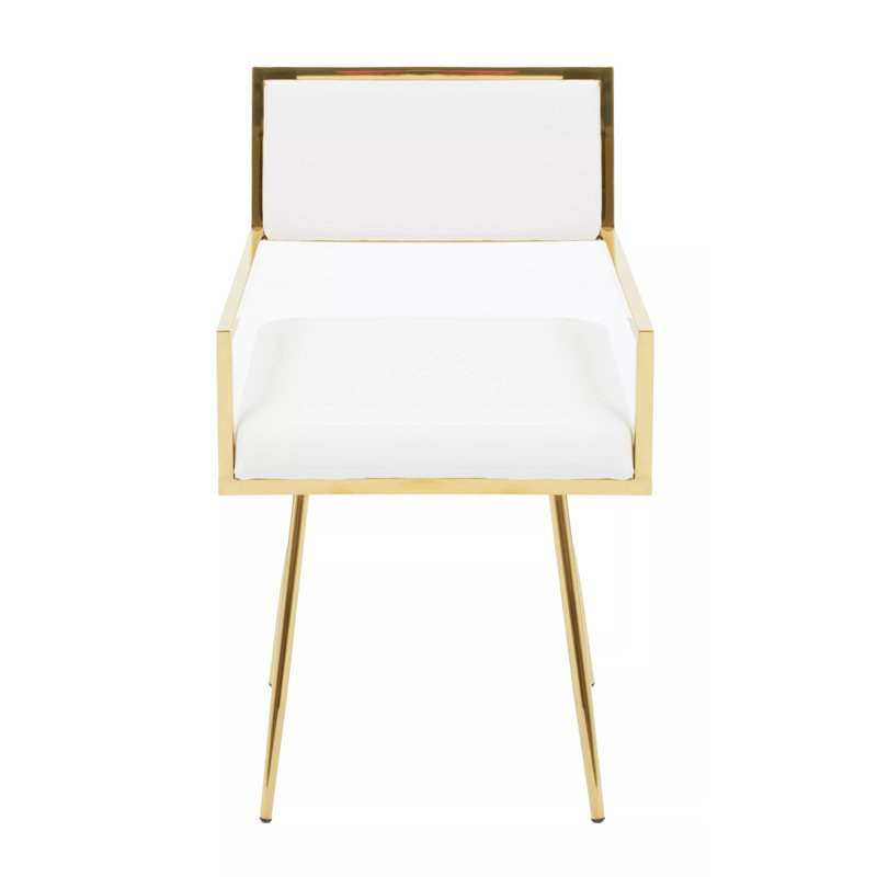 Hartl 49cm H Upholstered Metal Armchair in Gold, Ivory