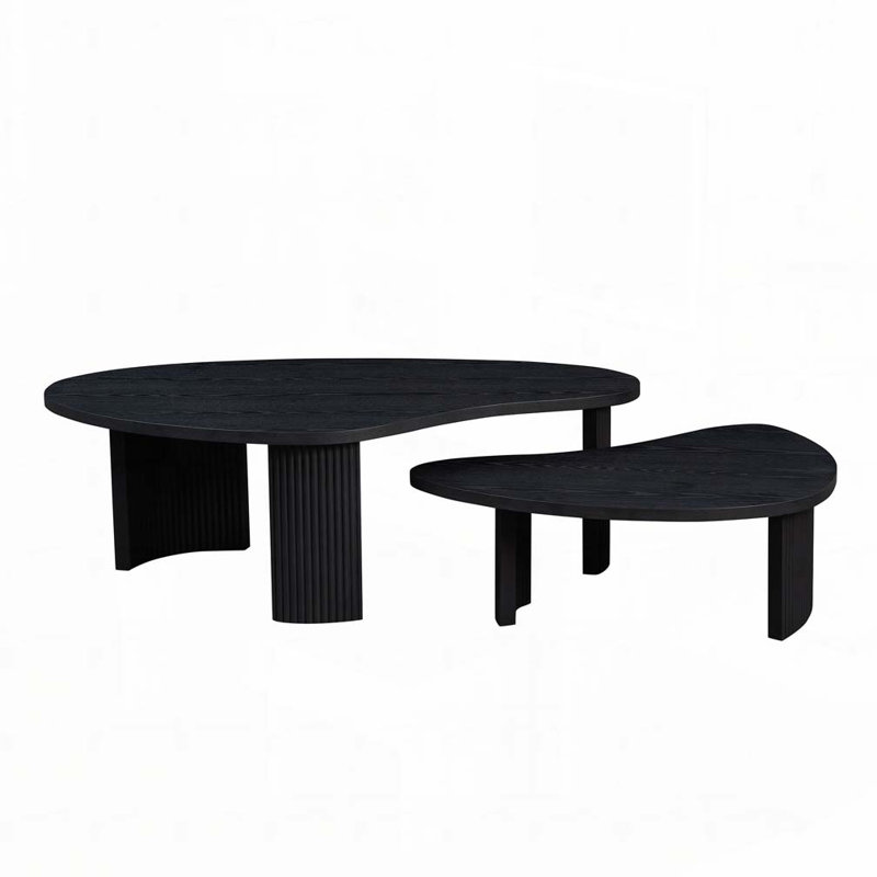 2-Piece Modern Irregular Shape Nesting Coffee Table Set, Easy Assembly for Living Room and Office, Stylish and Functional