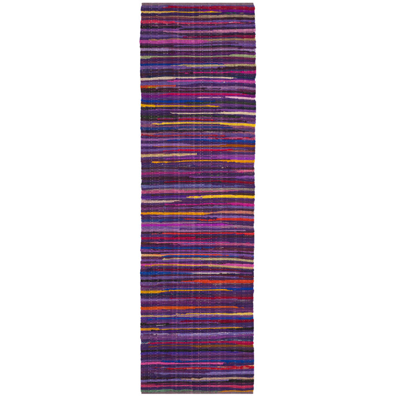 Fales Rag Rug Hand Woven Cotton Striped Rug, Runner 2'3" x 8'
