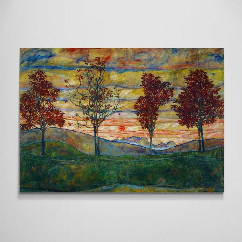 Four Trees by Egon Schiele - Wrapped Canvas Art Prints, 41" H x 61" W