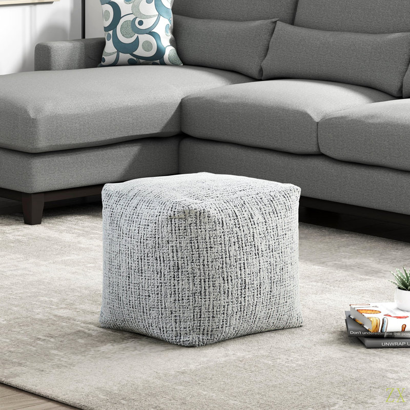 Pouf carré en tissu d'ameublement en chenille moderne avec repose-pieds, tabouret, repose-pieds antidérapant, fauteuil à billes, pouf 1 pièce