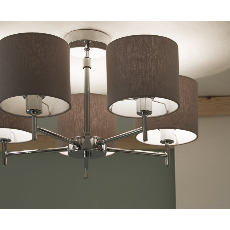 Broseley 5 - Light Shaded Chandelier, Silver, Grey