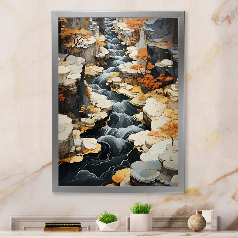 «Abstract Waterfall Endless Journey», reproduction sur toile, H 32 po x l 24 po x P 1 po, Cadre simple argenté