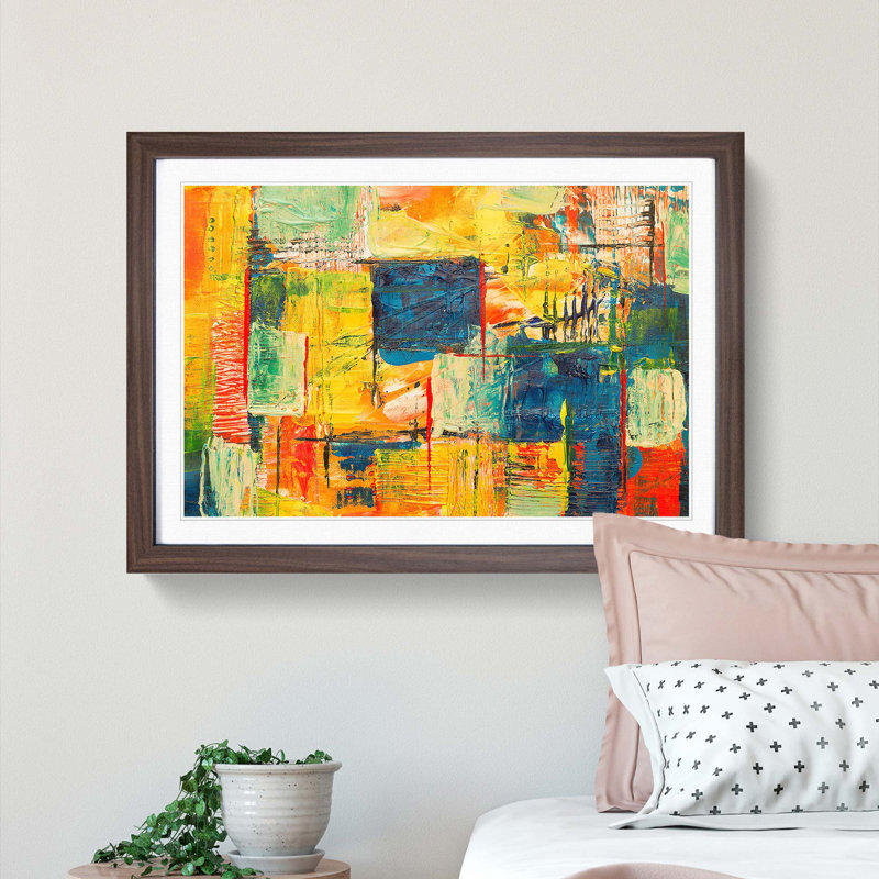 Abstract Art Painting Vol.302 by S.Johnson - Picture Frame Painting Print, Walnut Framed, 48cm H x 65cm W x 2cm D