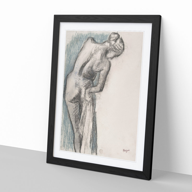 Study of a Nude Woman Vol.1 by Edgar Degas - Framed Print, 48cm H x 36cm W x 2cm D, Black Framed