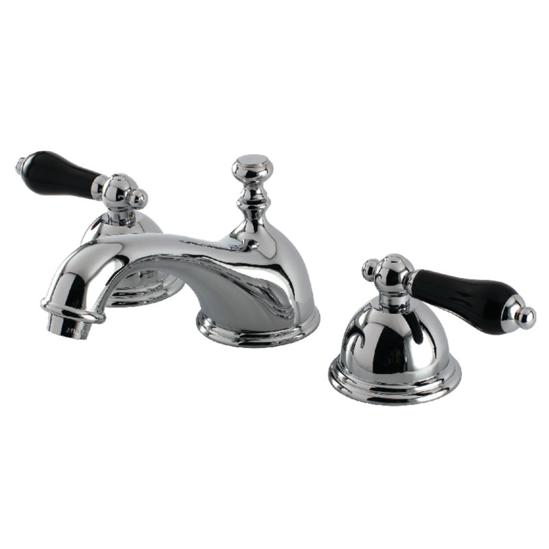 Kingston Brass Duchess Two-Handle 3-Hole Deck Mount Widespread Bathroom Faucet with Brass Pop-Up Drain, Chrome