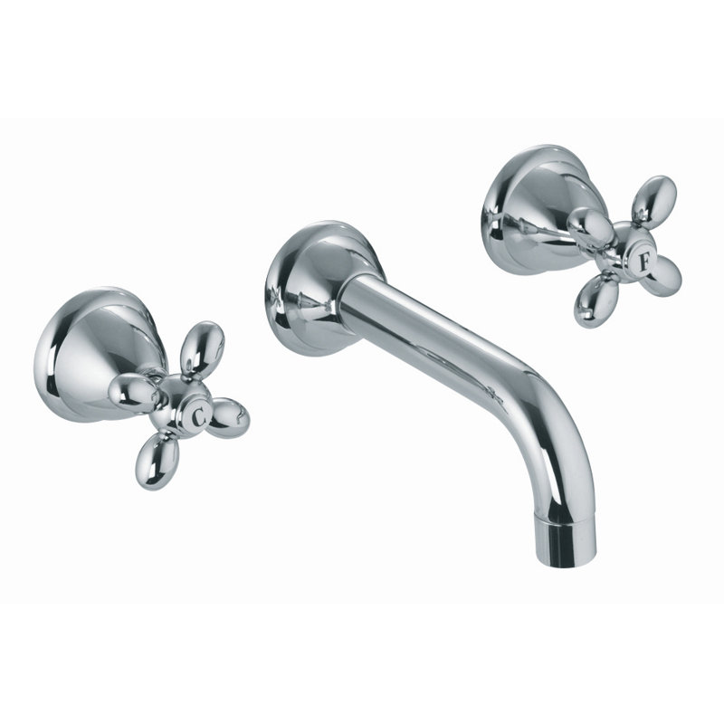 Olivia 2 Handle Wall Roman Tub Faucet with Diverter, Brushed Nickel