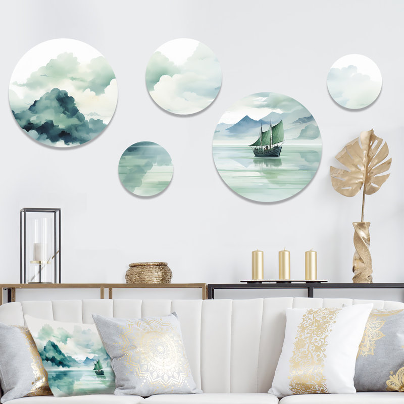 Chine, rivière Yangtze - ensemble d'art mural rond en porcelaine de Chine 5