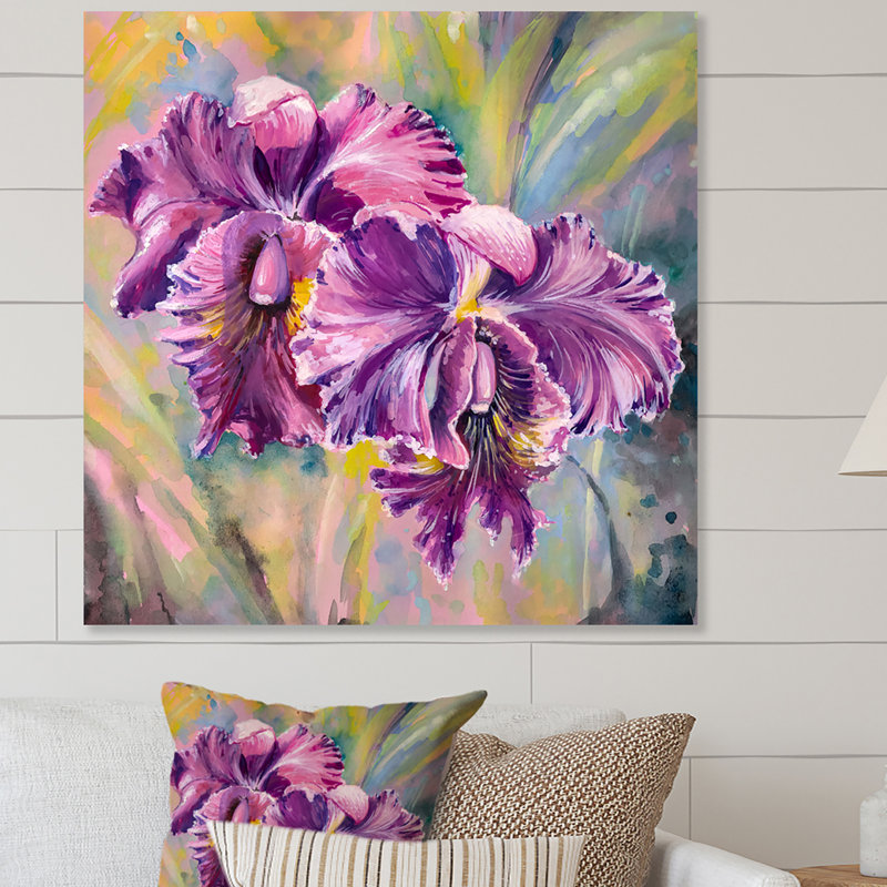 Fleurs d'orchidées - On, H 36 po x l 36 po x P 1,5 po, Toile tendue