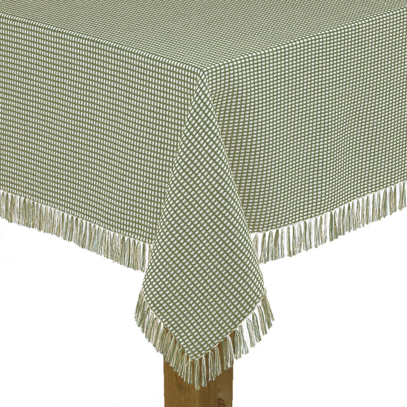Nappe châtaigne en coton à 100 % Gingham, 52 po x 52 po, Sauge