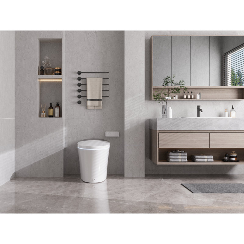 Elongated Tankless Smart Toilet with Warm & Cool Massage Wash, Foot Kick/Blackout Flush, Gentle Night Light, Dual-Tone Design, Advanced Comfort