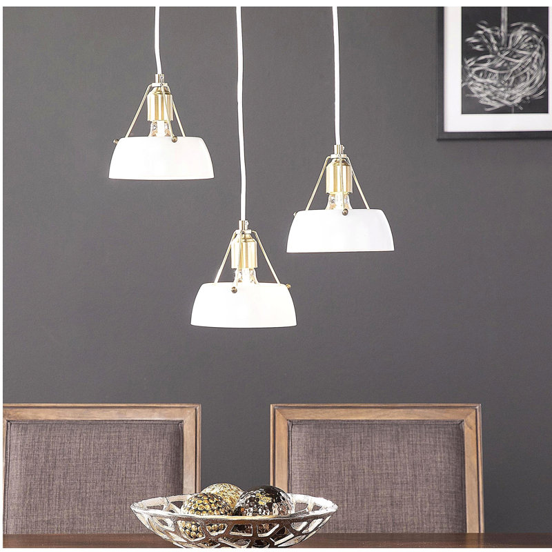 Renmarco Modern 3 Light Chandelier Set, White, White