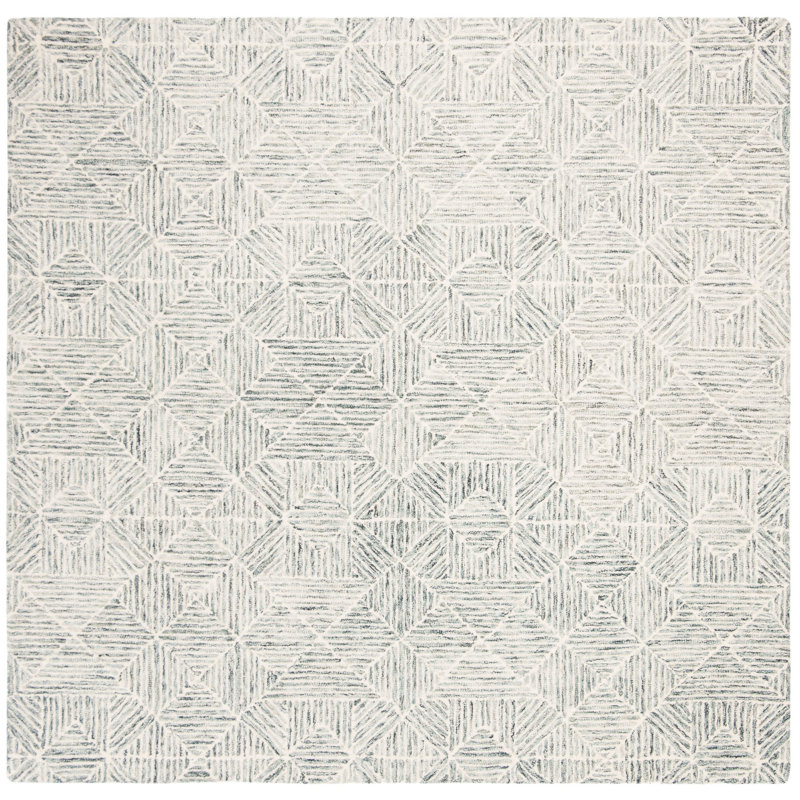 Geometric Hand Tufted Area Rug, Square 122cm