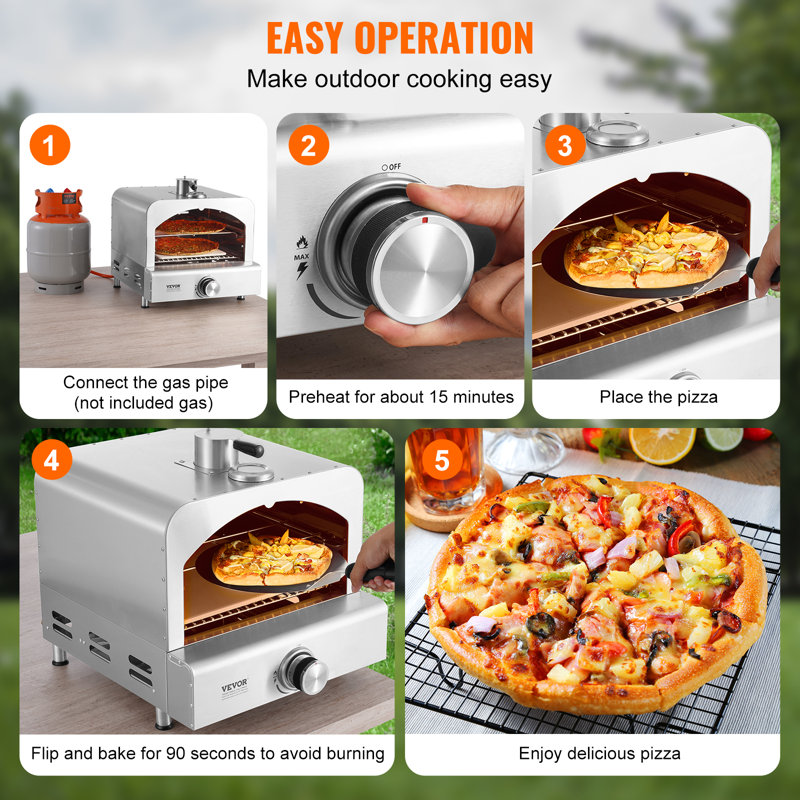 Portable Stainless Steel Gas Outdoor Pizza Oven with Thermometer