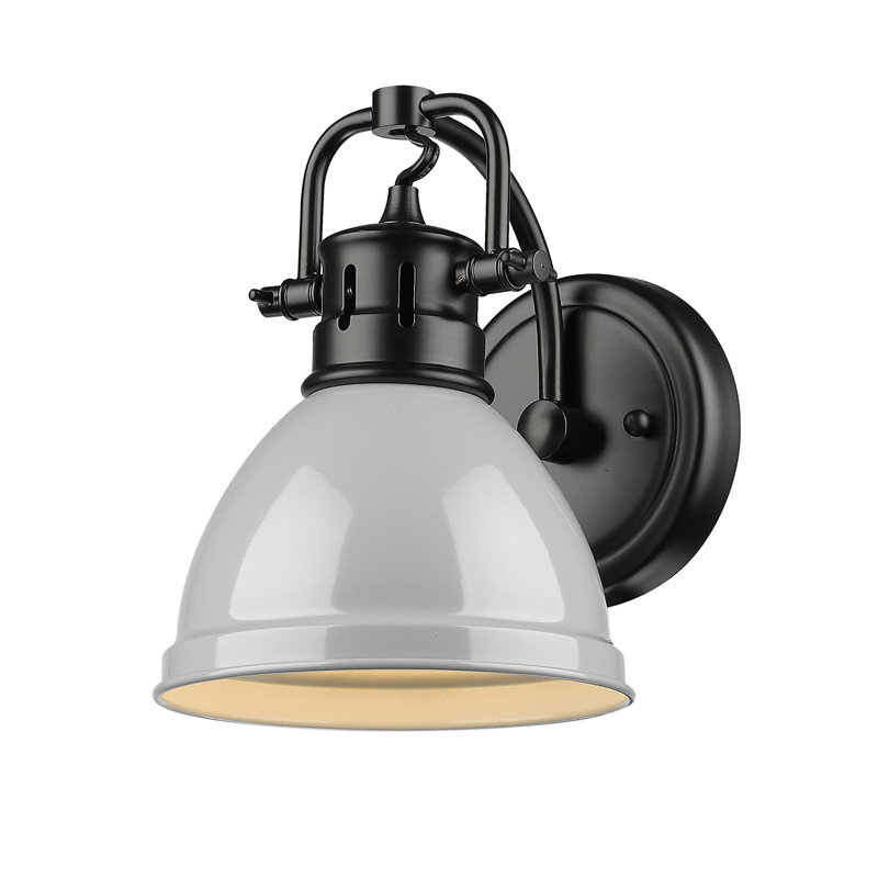 Applique murale 1 lumière pour salle de bain Calico, Noir mat, Gris