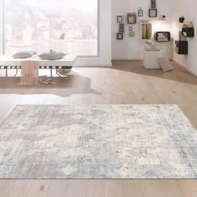 Tapis gris en laine et en coton noué à la main 8 pi 9 po x 11 pi 9 po Coleshill