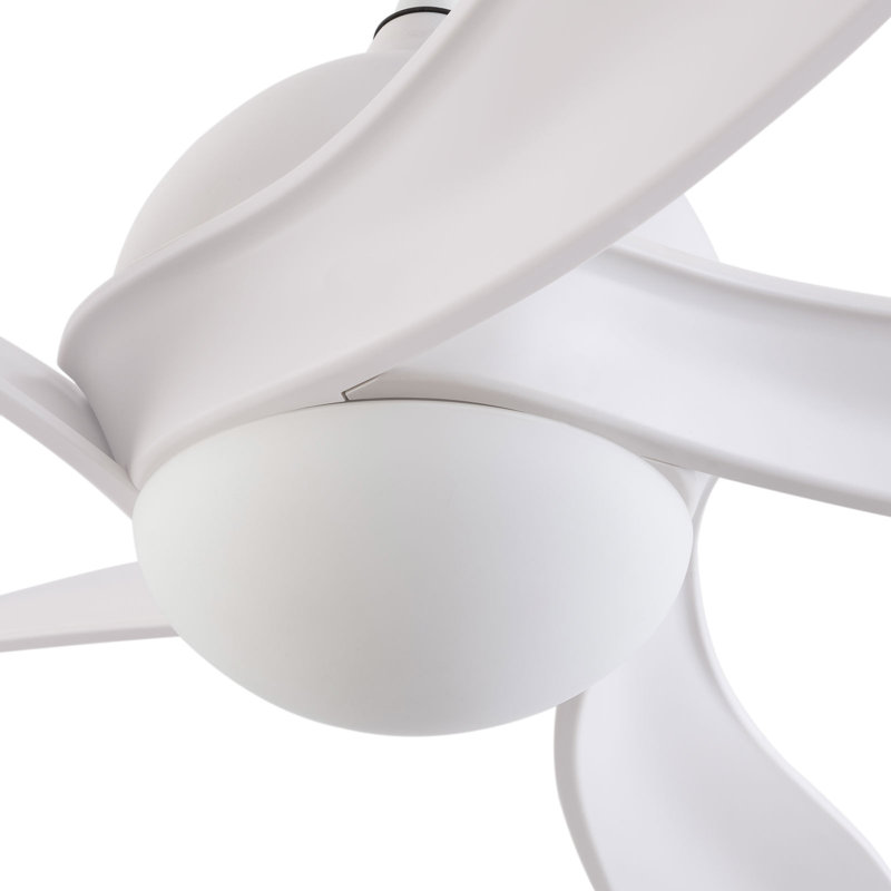 52Inch 5 Blades 3 Color Ceiling Fan Light With Remote Control White, White, White