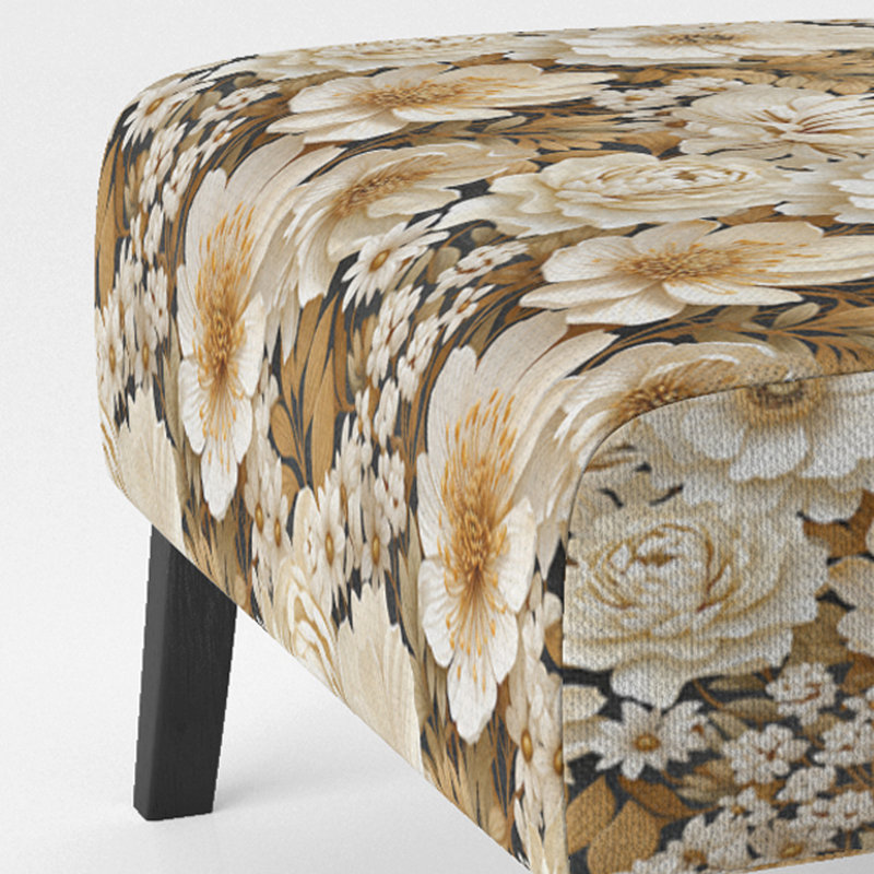 Fauteuil de chambre rembourré beige et bohème chic Poppy Blooms