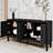 60" Symmetrical Sunburst Door Design Sideboard with Adjustable Shelves-1466946309