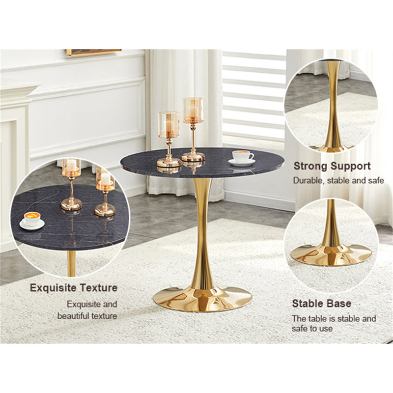 Table de salle à manger ronde, 28.3" H x 31.5" W x 31.5" D, Noyer, noir