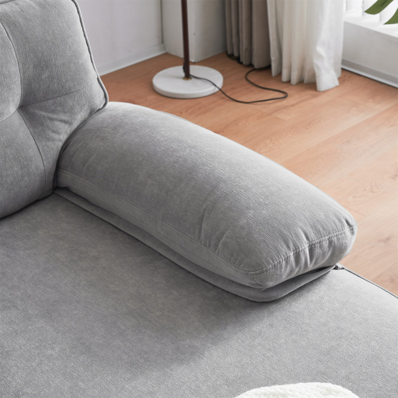 Canapés modulaires modernes en velours de 82,6 po en L pour salon, Velours gris clair