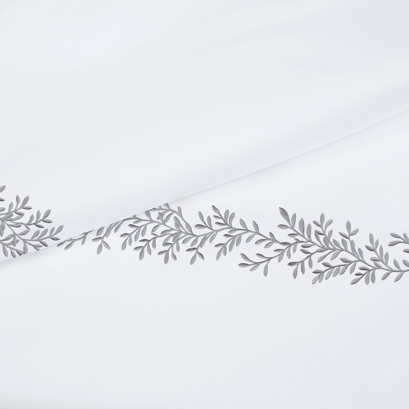 Ensemble de housse de couette en coton 3 pièces Benna, Housse de couette pour grand lit et 2 taies décor, Gris / blanc