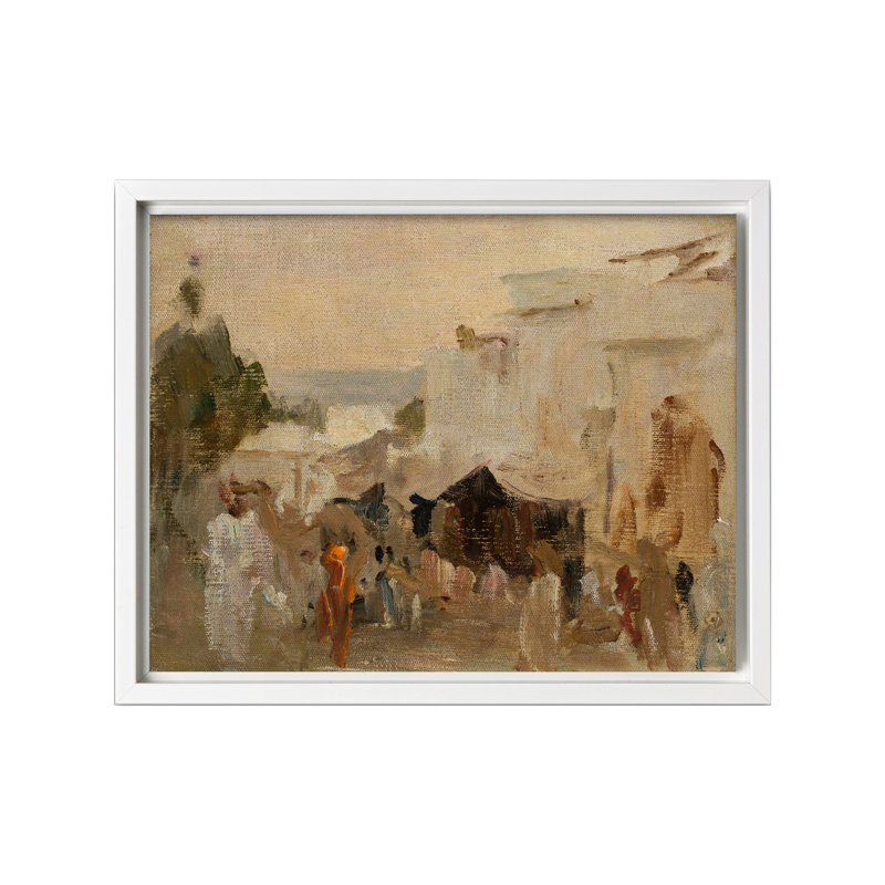 The Bazaar, Canvas, 12"H x 16"W, White Framed