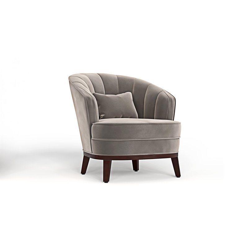 Chaise d'appoint rembourrée demi-tonneau, Gris