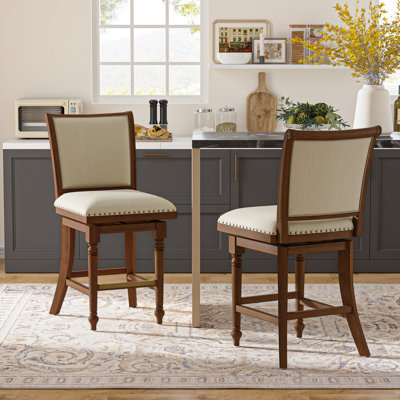Ensemble de 2 tabourets de bar pivotants Blerona Farmhouse